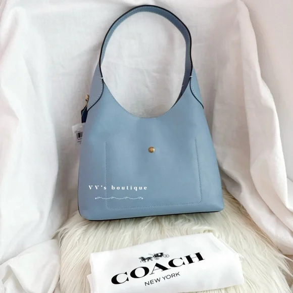 NWT Coach Brooklyn Shoulder Bag 28 Natural grain leather Bluebell Lt Blue CU068 - Picture 2 of 6